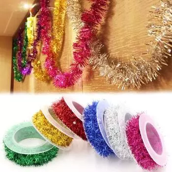 Рождественская мишура, лента, разноцветная, своими руками, украшение на рождественскую елку, металлическая проволока для гибких форм, праздничный декор для дня рождения