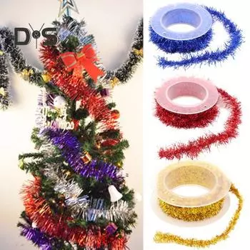 Рождественская мишура, лента, разноцветная, своими руками, украшение на рождественскую елку, металлическая проволока для гибких форм, праздничный декор для дня рождения