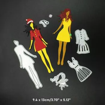 Рождественская мода Девушка Вырубные штампы Металлический трафарет DIY Скрапбукинг Альбом Бумага Карточка Тиснение Ремесло Искусство Ремесло Леди