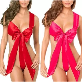 Рождественская мода для женщин сексуальный бант колоритное нижнее белье костюм нижнее белье M