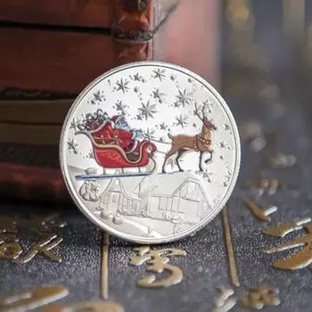 Рождественская монета Yousheng Metal, двухсторонняя монета с Рождеством, коллекционная монета в виде оленя Санта-Клауса для праздничного подарка на память B