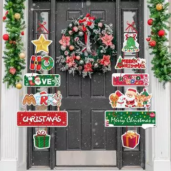 Рождественская мультяшная дверная вешалка Санта-Клаус Лось Рождественская елка подвесные подвески Веселый рождественский декор С Новым годом 2025 Дверная вешалка A