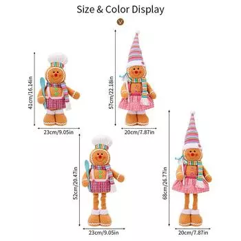 Рождественская мультяшная фигурка, раздвижная, пряничный человечек, шеф-повар, гном, рождественская витрина, фестиваль, настольные украшения, принадлежности
