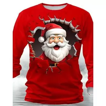 Рождественская мужская футболка с длинными рукавами, осенняя новая повседневная свободная футболка-пуловер, модная футболка с длинными рукавами, унисекс, рождественская одежда Harajuku S