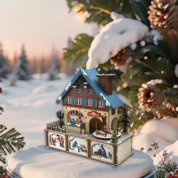 Рождественская музыкальная шкатулка, деревянное украшение, самостоятельная сборка, классические светящиеся фигурки, рождественский декор для