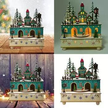 Рождественская музыкальная шкатулка из дерева ручной работы с классической праздничной резьбой. Праздничная деревянная музыкальная шкатулка ручной работы.