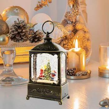 Рождественская музыкальная шкатулка, поделки, фонарь, реакционная сцена, световой настольный светильник, центральная часть, настольная фигурка Santa Claus