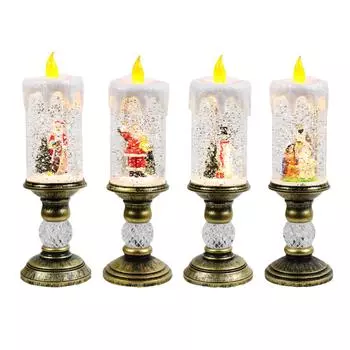 Рождественская музыкальная шкатулка, подсвечник и ночник в форме свечи для офиса, дня рождения, спальни, стола, аксессуары для вечеринок
