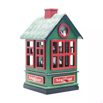 Рождественская музыкальная шкатулка в дизайне дома для украшения интерьера зелёный