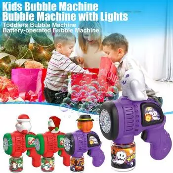 Рождественская мыльная машина для детей со светодиодной подсветкой и музыкой, мыльная палочка в виде тыквы и снеговика A
