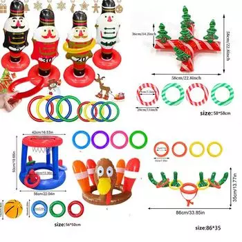 Рождественская надувная игрушка Щелкунчик Метание Игрушка-рога для пожилых Надувной воротник для родителей и детей Интерактивная игра Brown Antlers 1