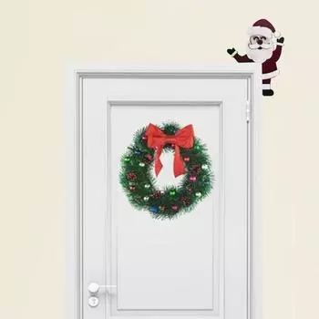 Рождественская наклейка на дверь, забавный мультяшный снеговик, Санта-Клаус, олень, деревянная дверная рама, угловой знак для домашней вечеринки E