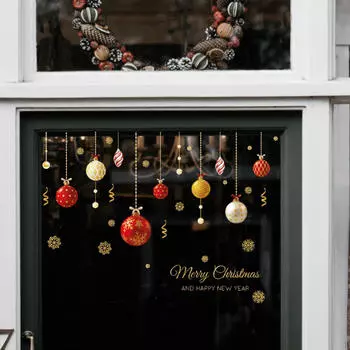Рождественская наклейка на окно, подвесной шар, украшение, праздничные атрибуты, рождественская наклейка, художественная фреска для