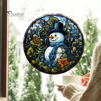 Рождественская наклейка на окно Санта-Клаус Снеговик Лось Рождественская елка узор статическое стекло липкая наклейка украшение для дома, школы и офиса