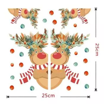 Рождественская наклейка на окно «Снежинка» Наклейки на стену «Зимний лось» Съемные наклейки на стеклянную стену Новогодняя наклейка Украшения для дома B