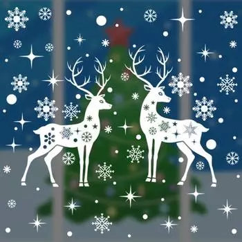 Рождественская наклейка на окно в виде снежинки, праздничные стеклянные украшения, водонепроницаемые рождественские наклейки из ПВХ для праздничной атмосферы белый