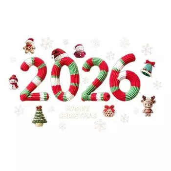 Рождественская наклейка на окно, водонепроницаемая, ПВХ, вязание 2026, лось, снеговик, снежинка, елка, колокольчик, статическая наклейка на стекло, праздничное украшение для вечеринки, наклейка Sets