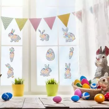 Рождественская наклейка на окно защищает птиц, предотвращает столкновения, красочные светоотражающие статические наклейки, лось, снежинка, узор, радужная призма, наклейки для домашнего декора Snowflake