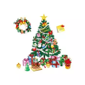 Рождественская наклейка на стену DIY Санта-Клаус Рождественская елка Рождественский венок Окно Украшение дома 25X70cmX2PCS