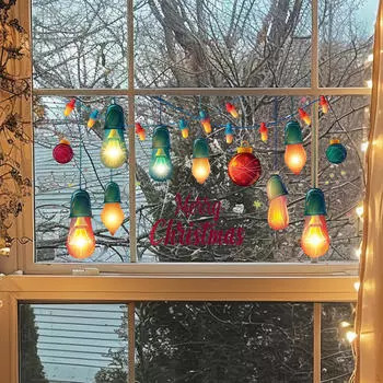 Рождественская наклейка на стену с лампочкой Декор Легко отклеивается Праздничные принадлежности Аксессуары DIY Художественная роспись