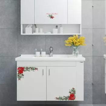 Рождественская наклейка на туалет, самоклеющаяся, зеленые растения, листья, цветы, дизайн, веселый рождественский холодильник