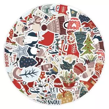 Рождественская наклейка самоклеящаяся водостойкая ПВХ съемная крышка телефона Чемодан скейтборд ноутбук наклейка для скрапбукинга DIY поставки разноцветный