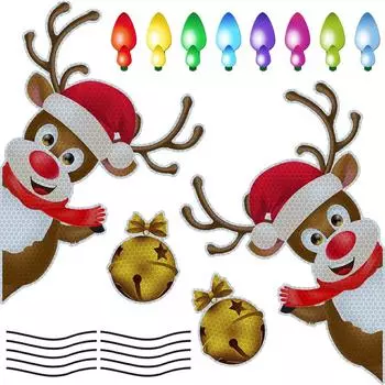 Рождественская наклейка Украшение автомобиля Магнит на холодильник Украшение Лампочка Рождественский фестиваль Светоотражающая светящаяся наклейка Декор для гаража