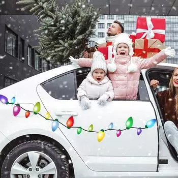 Рождественская наклейка Украшение автомобиля Магнит на холодильник Украшение Лампочка Рождественский фестиваль Светоотражающая светящаяся наклейка Декор для гаража