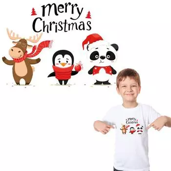 Рождественская нашивка с изображением животных, аппликация в полоску, джинсы, аксессуар «сделай сам», наклейка, модная термопрессовая аппликация, термопереносы для толстовок 23.5x17.3cm