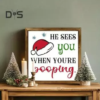 Рождественская настенная вывеска, деревянная вывеска для ванной, Санта, рождественская забавная фоторамка, остроумная вывеска для декора стен в гостиной и туалете H