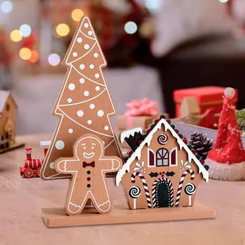 Рождественская настольная деревянная табличка с пряниками 28x5x13cm Joy