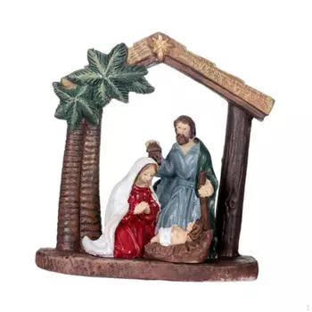 Рождественская настольная статуэтка «Рождение Иисуса» для украшения интерьера 4x2x4 cm_Style E