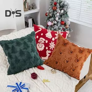 Рождественская наволочка 3D лось Рождественская елка Призрак Тыква Узор Скрытая молния Хэллоуин Новый год вечеринка Диван Украшение Подушка Чехол Подушка B