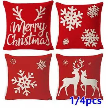Рождественская наволочка, 4 предмета, рождественское украшение, наволочка с Санта-Оленем, снеговиком, деревенская зимняя праздничная наволочка 1pcs