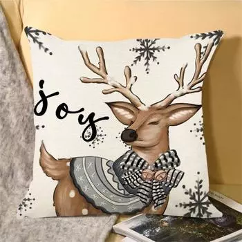 Рождественская наволочка из прочного полиэстера со снежинкой и рисунком лося, рождественский чехол для украшения дома, фестиваля зелёный