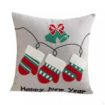 Рождественская наволочка на молнии с вышитым украшением 18x18 дюймов для кровати Style B