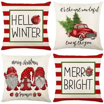 Рождественская наволочка, праздничная, льняная, напечатанная наволочка для подушки для дивана в гостиной 45*45cmJYM192-1