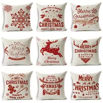 Рождественская наволочка, простое льняное украшение с надписью, Рождественский подарок, наволочка, подходит для автомобильного дивана, наволочка 45 см * 45 см 40x40cm