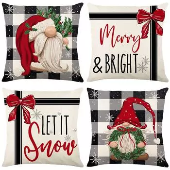 Рождественская наволочка Рождественская льняная наволочка с принтом Декоративная наволочка для дивана 45*45cm JYM385-1