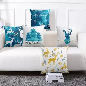 Рождественская наволочка Рождественские элементы Гостиная Диван Чехлы для подушек Праздничные украшения 40x40cm
