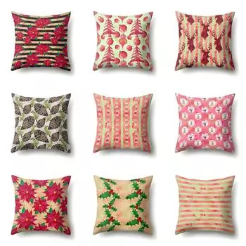 Рождественская наволочка с геометрическим рисунком, мультяшная автомобильная подушка для поясницы, диванная наволочка, подушка для автокресла 40x40cm