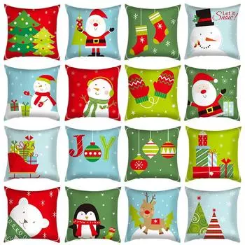 Рождественская наволочка с героями мультфильмов, скандинавская трансграничная специальная поставка, популярная подушка для гостиной, спальни 40x40cm