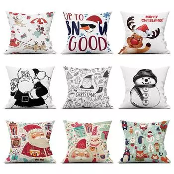 Рождественская наволочка с мультяшным принтом для офисного дивана, поясничная подушка 45*45 cm
