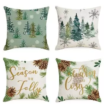Рождественская наволочка с принтом дерева персиковая кожа диван автомобиль офис сиденье украшения спальня комната украшение дома 40x40cm