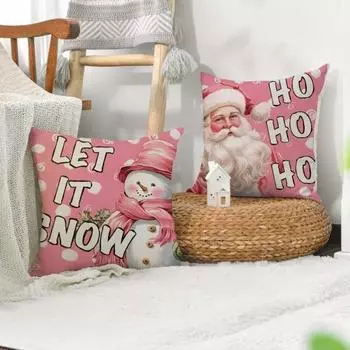 Рождественская наволочка с принтом Санта-Рождественской елки, односторонняя печать, цветная потайная молния, мягкое украшение для дивана, чехол для подушки, наволочка C