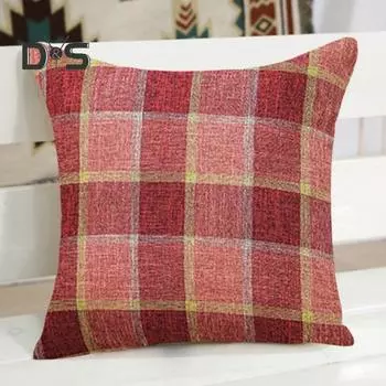 Рождественская наволочка с принтом в клетку и скрытой молнией, квадратная форма, двухсторонняя напечатанная наволочка для украшения дивана в офисе, гостиной, спальни 45x45cm красный