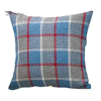 Рождественская наволочка с принтом в клетку и скрытой молнией, квадратная форма, двухсторонняя напечатанная наволочка для украшения дивана в офисе, гостиной, спальни 45x45cm красный