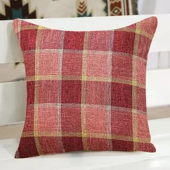 Рождественская наволочка с принтом в клетку и скрытой молнией, квадратная форма, двухсторонняя напечатанная наволочка для украшения дивана в офисе, гостиной, спальни 45x45cm красный