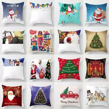 Рождественская наволочка Санта-Клаус Рождественский подарок Подушка с узором Наволочка Аксессуары для дома 40x40cm