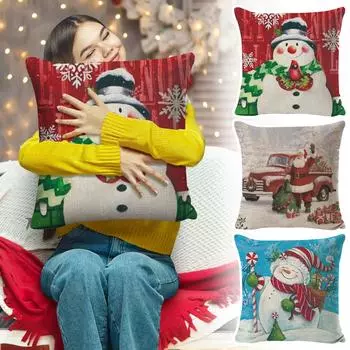 Рождественская наволочка, Снеговик, Рождественская наволочка, Наволочка, Рождественское украшение One Size синий